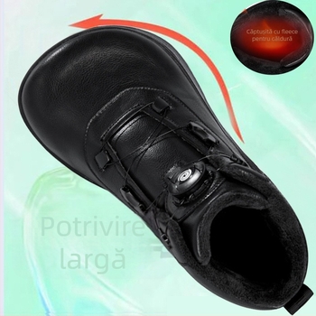 Pantofi de mers pejos pentru iarnă, căptuți cu fleece, croială extra-wide, vârf lat și talpă lată, partea superioară din piele microfibră