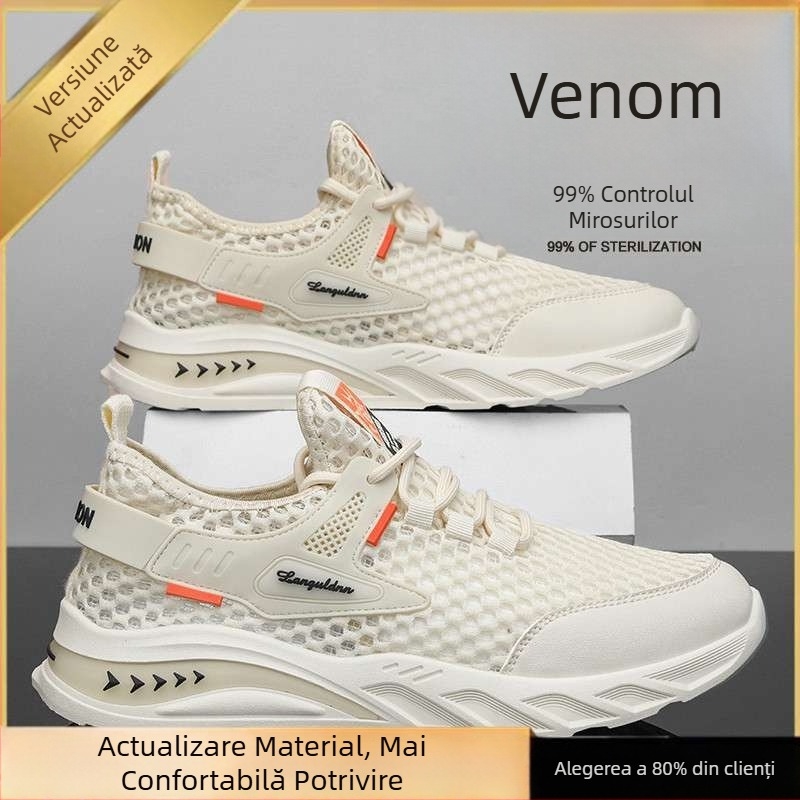 Pantofi de alergare din plasă pentru bărbați – respirabili, ușori, șireturi, talpă de cauciuc, vară 2025