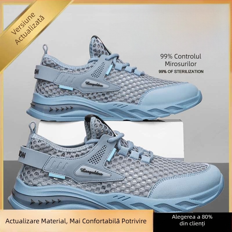 Pantofi de alergare din plasă pentru bărbați – respirabili, ușori, șireturi, talpă de cauciuc, vară 2025