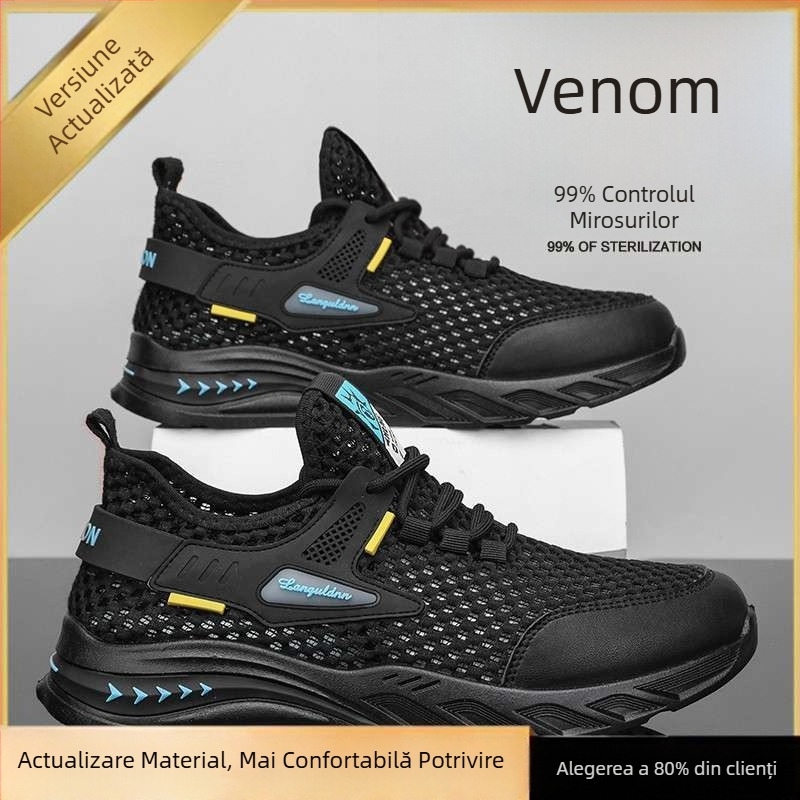 Pantofi de alergare din plasă pentru bărbați – respirabili, ușori, șireturi, talpă de cauciuc, vară 2025