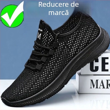 Pantofi sport casual din plasă – upper respirabil din plasă, branț textil ușor, talpă PVC, șireturi, talie joasă