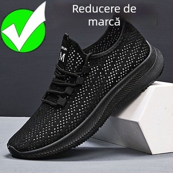 Pantofi sport casual din plasă – upper respirabil din plasă, branț textil ușor, talpă PVC, șireturi, talie joasă