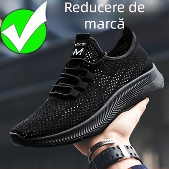 Pantofi sport casual din plasă – upper respirabil din plasă, branț textil ușor, talpă PVC, șireturi, talie joasă