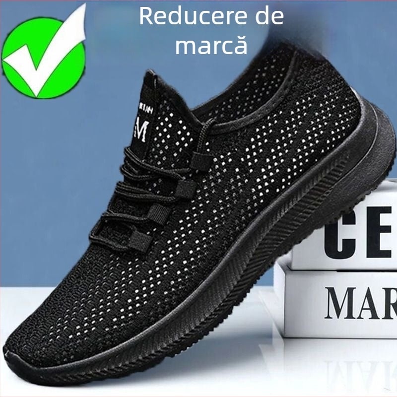 Pantofi sport casual din plasă – upper respirabil din plasă, branț textil ușor, talpă PVC, șireturi, talie joasă
