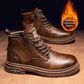 Ghete Martin de iarnă, căptușite cu fleece, impermeabile şi antiderapante, înălțime mare a glezei, talpă din cauciuc