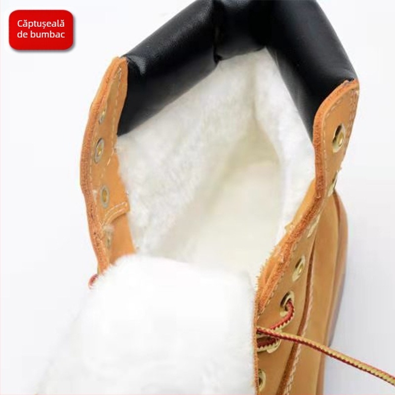 Ghete Martin pentru bărbați Bu linsen — piele din primul strat, talpă din cauciuc, vârf rotund, impermeabile, antiderapante, filtru de deodorare, căptușeală din piele