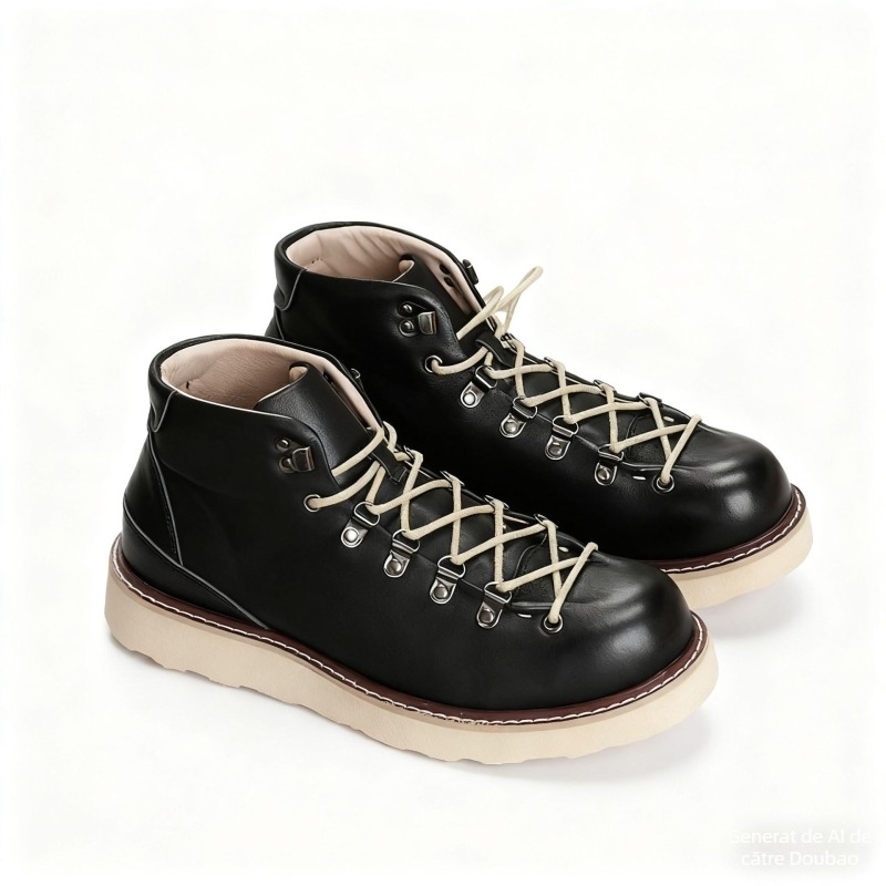 Ghete Martin pentru bărbați – partea superioară din piele, talpă din spumă de cauciuc, impermeabile și respirabile, înălțime medie a gleznelor