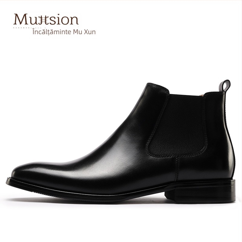 Muttsion botine Chelsea, piele de vită, botine masculine călduroase, stil britanic