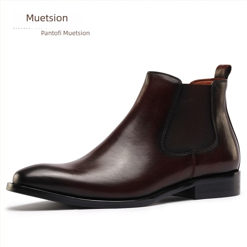 Muttsion botine Chelsea, piele de vită, botine masculine călduroase, stil britanic