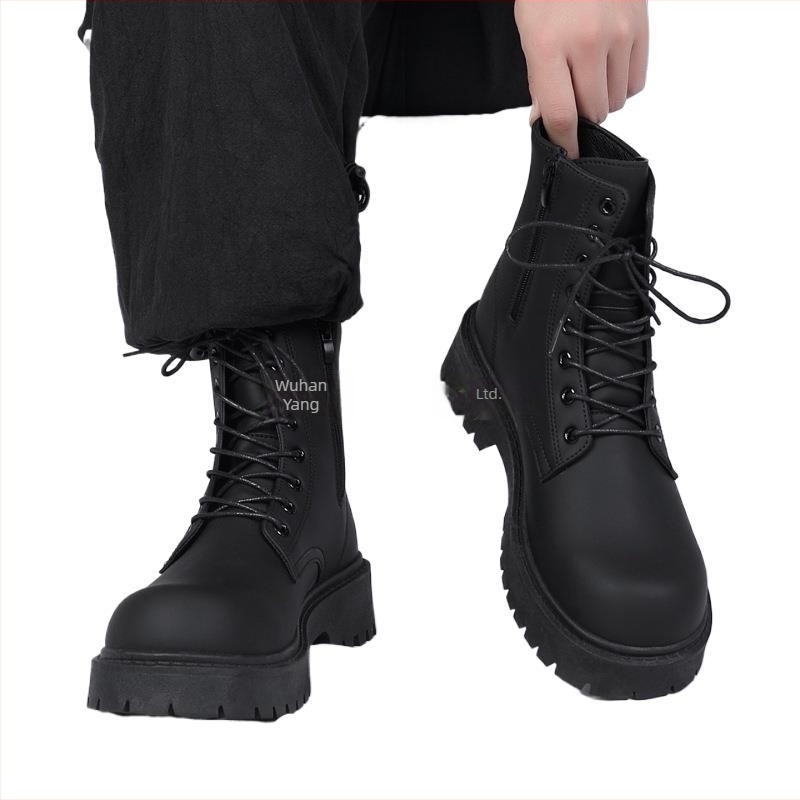 Ghete bărbați Martin, înalte peste gleznă, PU artificial, impermeabile, talpă din cauciuc, branț EVA