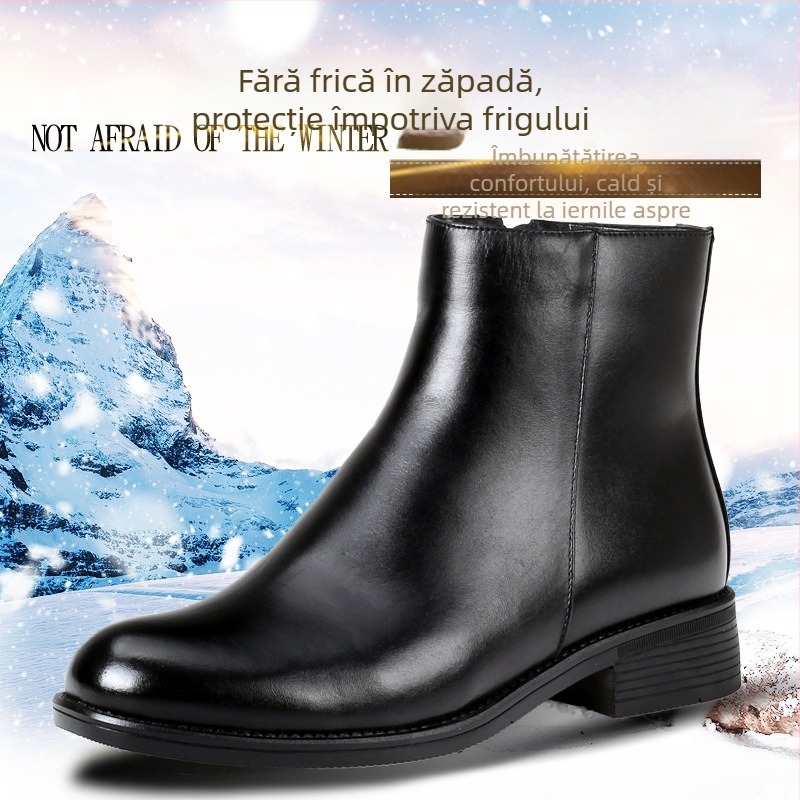 Ghete Martin pentru bărbați, iarnă, partea superioară din piele naturală, căptușeală din lână, talpă din cauciuc