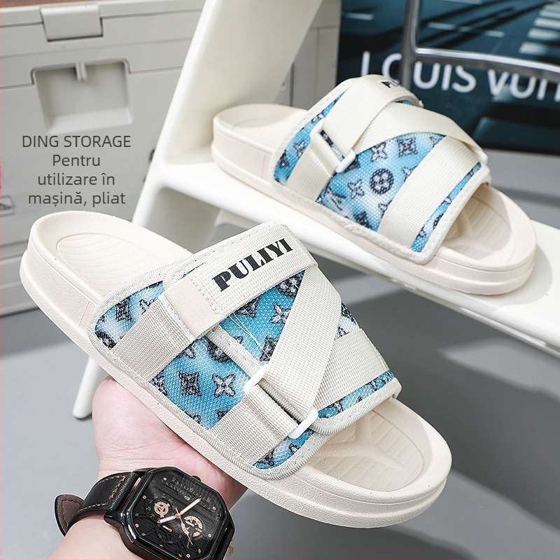 Sandale slip-on bărbătești din poliester, talpă EVA, stil de plajă lejer