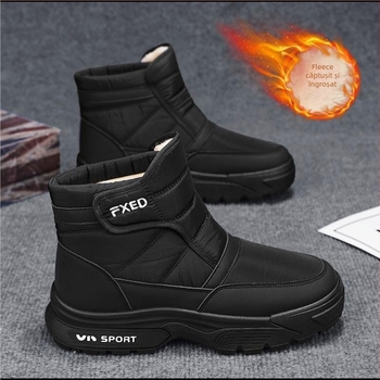 Ghete Martin pentru bărbați, iarnă, partea superioară din piele de vacă, talpă din cauciuc, PU tălpi