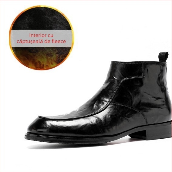 Ghete Chelsea pentru bărbați - Stil britanic, Părți superioare din piele reciclată, Talpă din cauciuc, Vârf ascuțit, Toc drept mic 1-3 cm