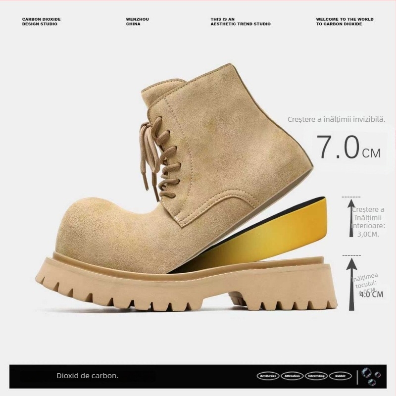 Ghete Martin Derby unisex, șiret frontal, velur pe suprafață, talpă din spumă, purtare toamnă-iarnă