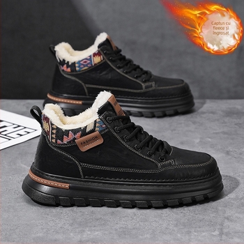 Ghete bărbați Martin - înalte, din PU, talpă din cauciuc, căptușeală din țesătură, PU branț