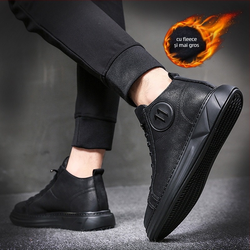 Pantofi board pentru bărbați - partea superioară din piele naturală, talpă PU, branț din fibră super, toc mic 1-3 cm, deschidere superficială, stil de relaxare