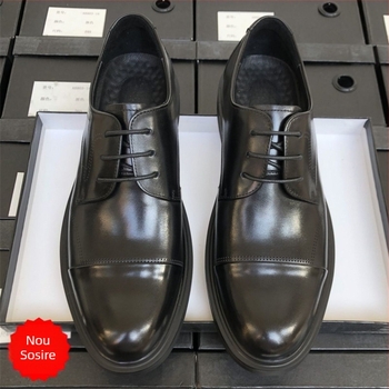 Pantofi din piele pentru bărbați, de înaltă calitate, cu trei articulații, pentru business/formal, din piele de vită, căptuți cu blană de iepure, închidere cu șiret