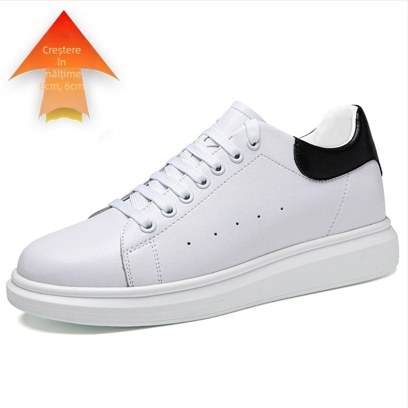 Adidași din piele naturală, talpă PU, toc mic 1–3 cm, șireturi