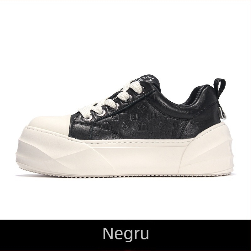 Adidași pentru bărbați din piele naturală de primă calitate, platformă, închidere cu șireturi, vârf rotund, înălțime platformă 3–5 cm