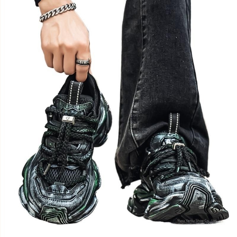 Pantofi casual pentru bărbați loaferi cu partea superioară din plasă, talpă din cauciuc, șireturi, model cu imprimeu animal