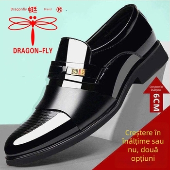 Pantofi din piele pentru afaceri, partea superioară din piele split, talpă din cauciuc, glezna joasă, vârf ascuțit, înălțime internă