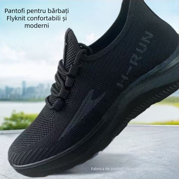 Adidași bărbați Fly-Knit, căptușeală din bumbac, talpă PU, vârf rotund, șireturi