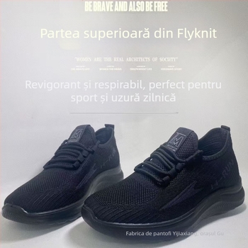 Adidași bărbați Fly-Knit, căptușeală din bumbac, talpă PU, vârf rotund, șireturi