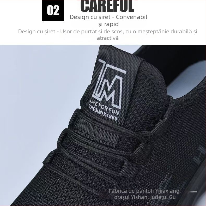 Adidași bărbați Fly-Knit, căptușeală din bumbac, talpă PU, vârf rotund, șireturi