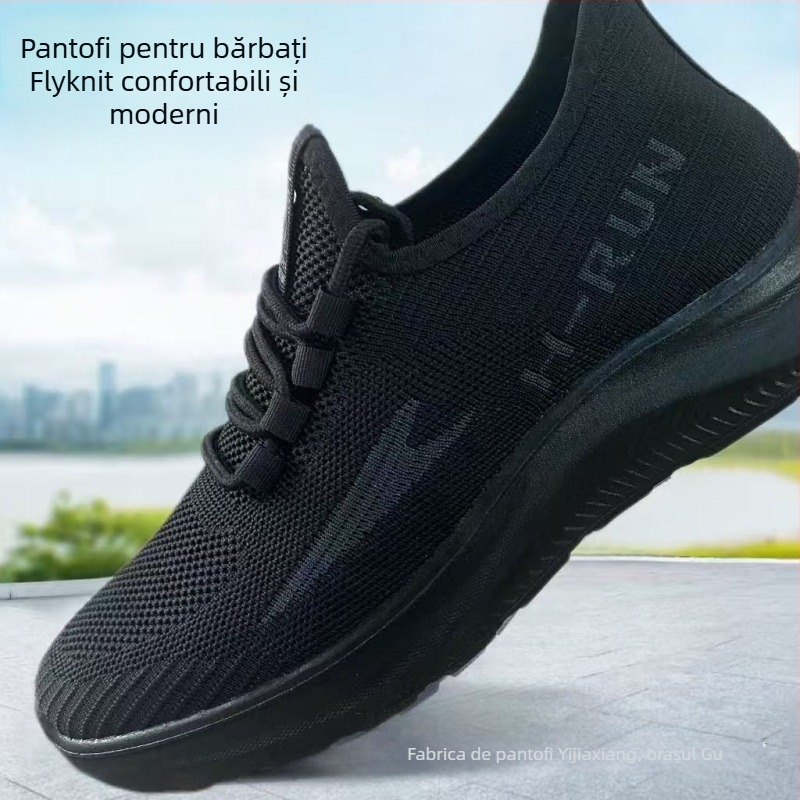 Adidași bărbați Fly-Knit, căptușeală din bumbac, talpă PU, vârf rotund, șireturi