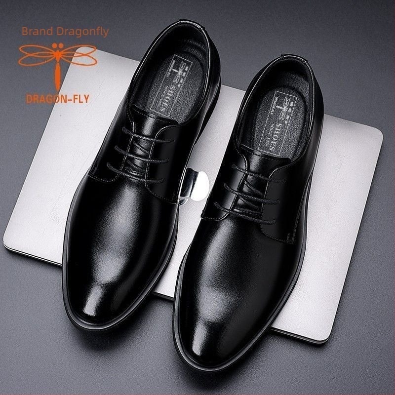 Pantofi bărbați din piele pentru afaceri – stil coreean, partea superioară din piele de vițel dublă, vârf din piele, talpă din cauciuc, respirabili