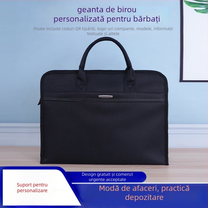 Geantă de birou Wojia, Oxford, fermoar, capacitate mare, arhivă