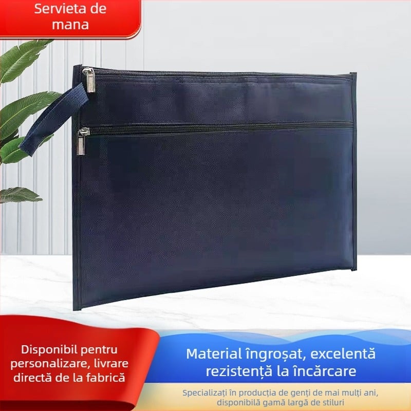 Geantă de documente pentru bărbați din țesătură Oxford, stil port-briefcase, formă pătrată