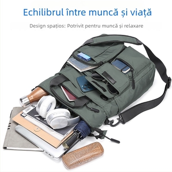 Geantă de umăr pentru bărbați, afaceri, din țesătură Oxford, impermeabilă și ultra-ușoară, ML185, cu capacitate mare pentru documente A4, brand Famous Deer