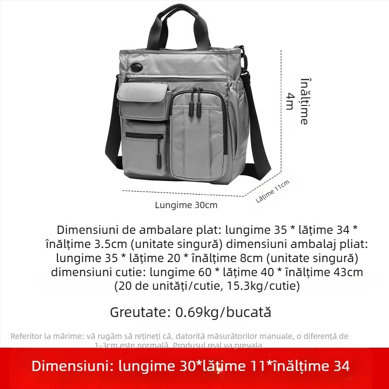 Geantă de umăr pentru bărbați, afaceri, din țesătură Oxford, impermeabilă și ultra-ușoară, ML185, cu capacitate mare pentru documente A4, brand Famous Deer