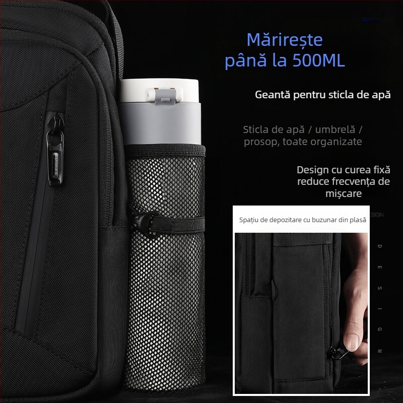 Geantă de umăr pentru bărbați cu mai multe compartimente, material Oxford, căptușeală din poliester, culoare solidă, respirantă, pentru călătorii de afaceri