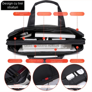 Geantă de laptop pentru bărbați Yao Jie, material Oxford, fermoar, design cu trei straturi