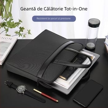 Geantă de documente pentru bărbați Haoxuan Stationery, din pânză, fermoar, 2 compartimente, Oxford țesătură