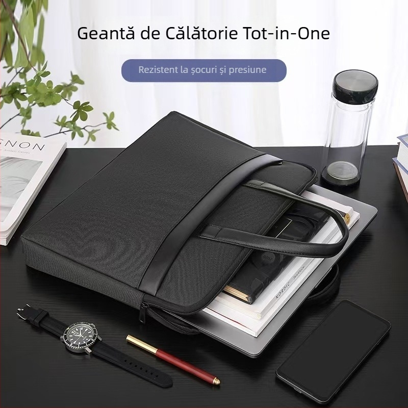 Geantă de documente pentru bărbați Haoxuan Stationery, din pânză, fermoar, 2 compartimente, Oxford țesătură