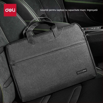 Geantă documente Deli – Material Oxford, geantă de birou unisex cu compartimente multiple și fermoar