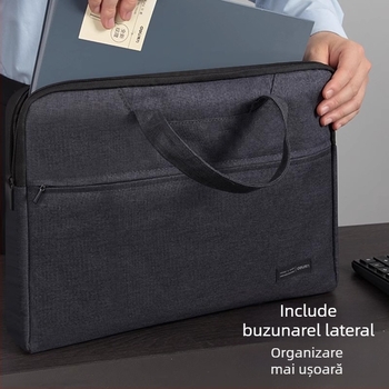 Geantă documente Deli – Material Oxford, geantă de birou unisex cu compartimente multiple și fermoar