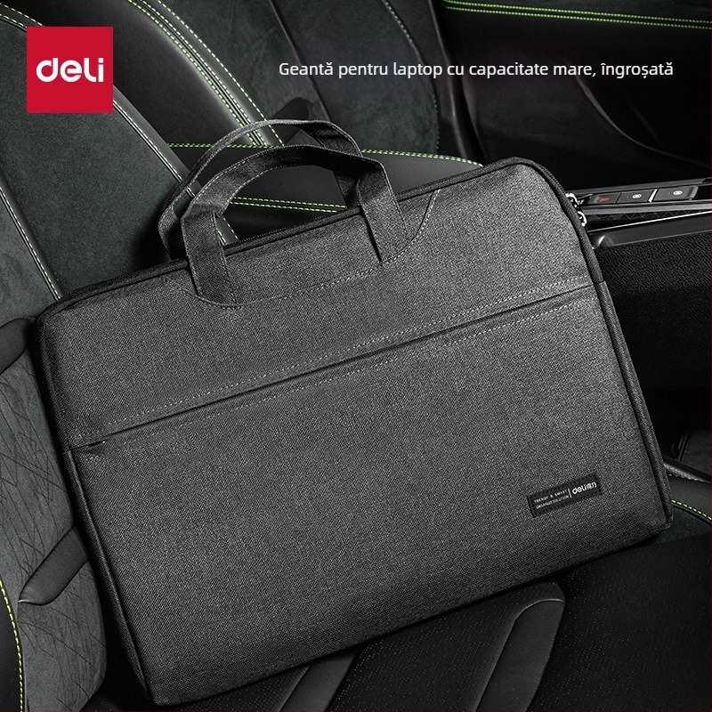 Geantă documente Deli – Material Oxford, geantă de birou unisex cu compartimente multiple și fermoar