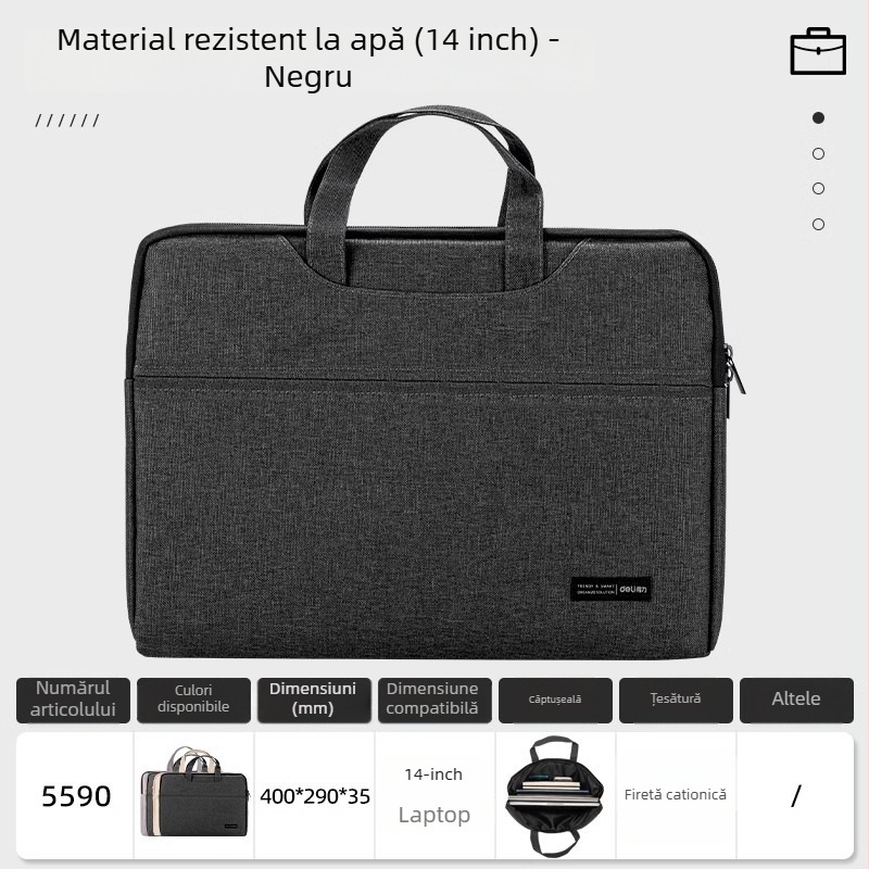 Geantă documente Deli – Material Oxford, geantă de birou unisex cu compartimente multiple și fermoar