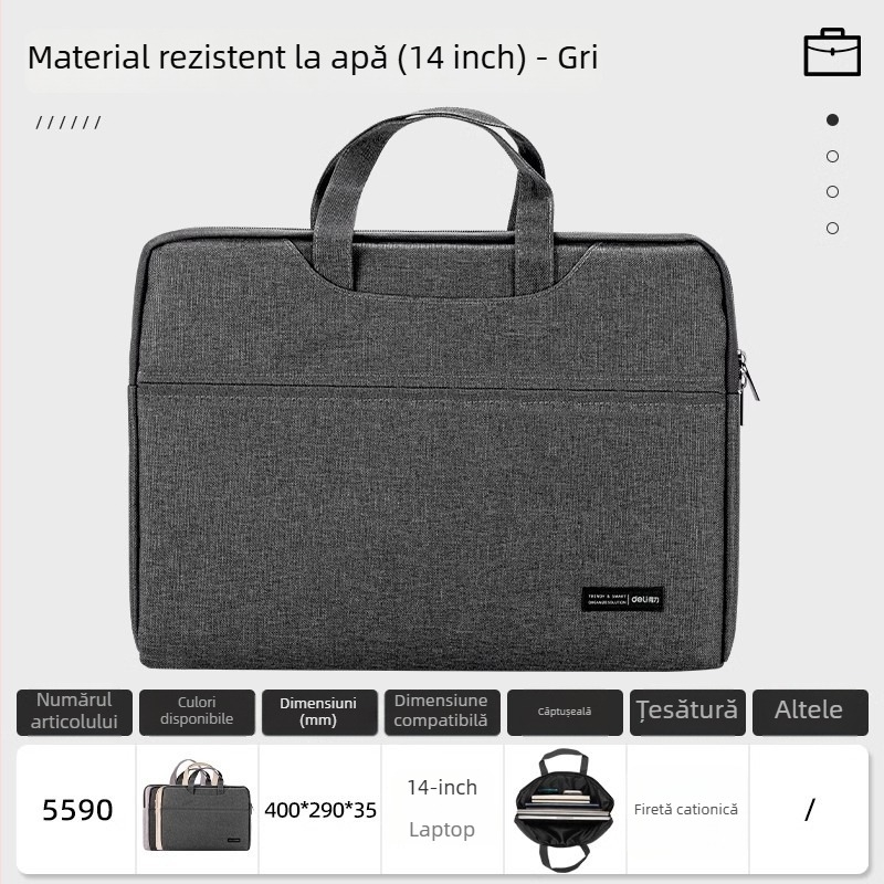 Geantă documente Deli – Material Oxford, geantă de birou unisex cu compartimente multiple și fermoar