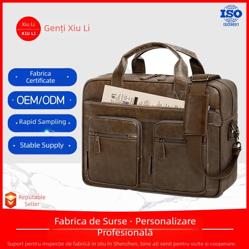 Geantă crossbody din poliester pentru bărbați, capacitate mare, impermeabilă și rezistentă la uzură, închidere cu fermoar, mâner moale, interior cu plasă închisă