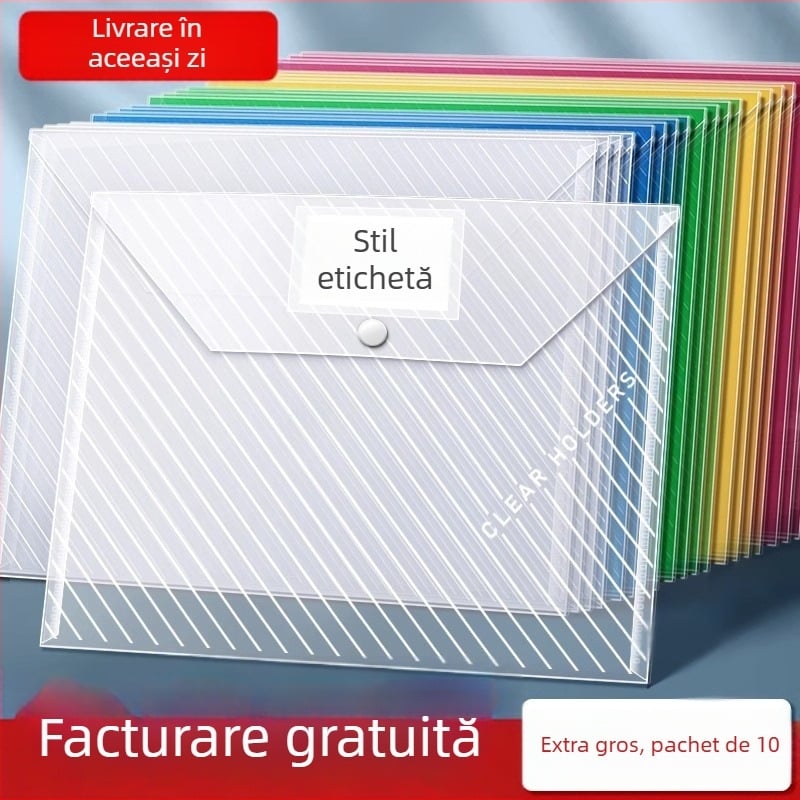 Geantă pentru documente A4, transparentă cu etichetă, dosar de birou
