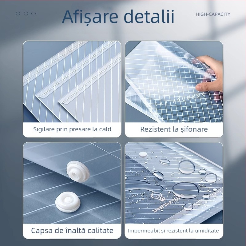 Geantă pentru documente A4, transparentă cu etichetă, dosar de birou