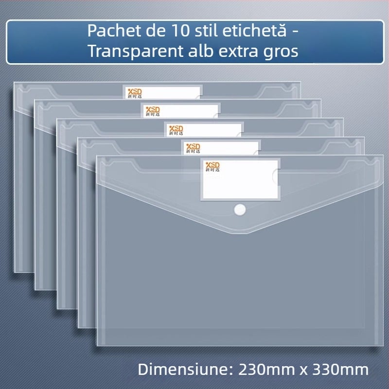 Geantă pentru documente A4, transparentă cu etichetă, dosar de birou