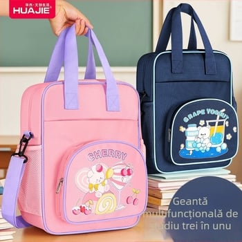 Geantă pentru pregătire la școala primară — geantă din pânză cu fermoar, design de desen animat, Hua Jie