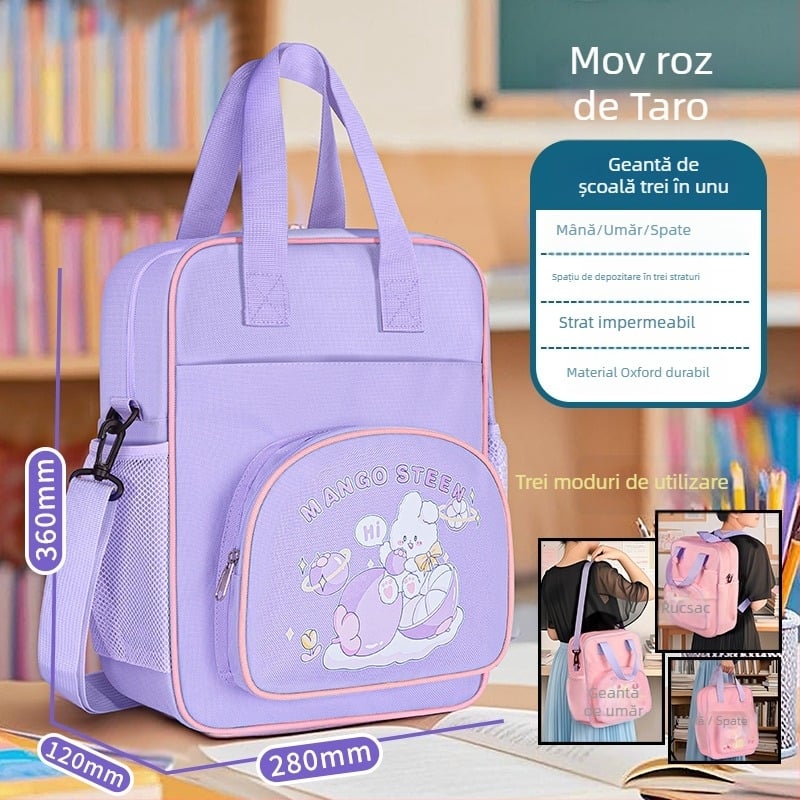 Geantă pentru pregătire la școala primară — geantă din pânză cu fermoar, design de desen animat, Hua Jie